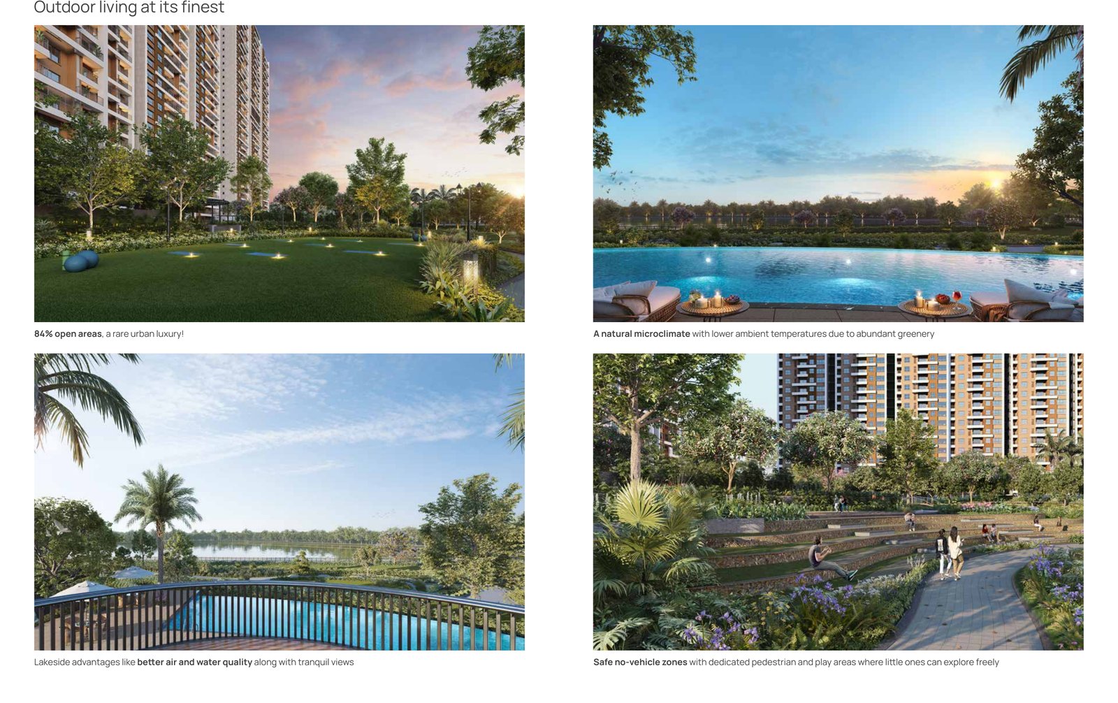 Outdoor living — lawns, pools, lakeside deck